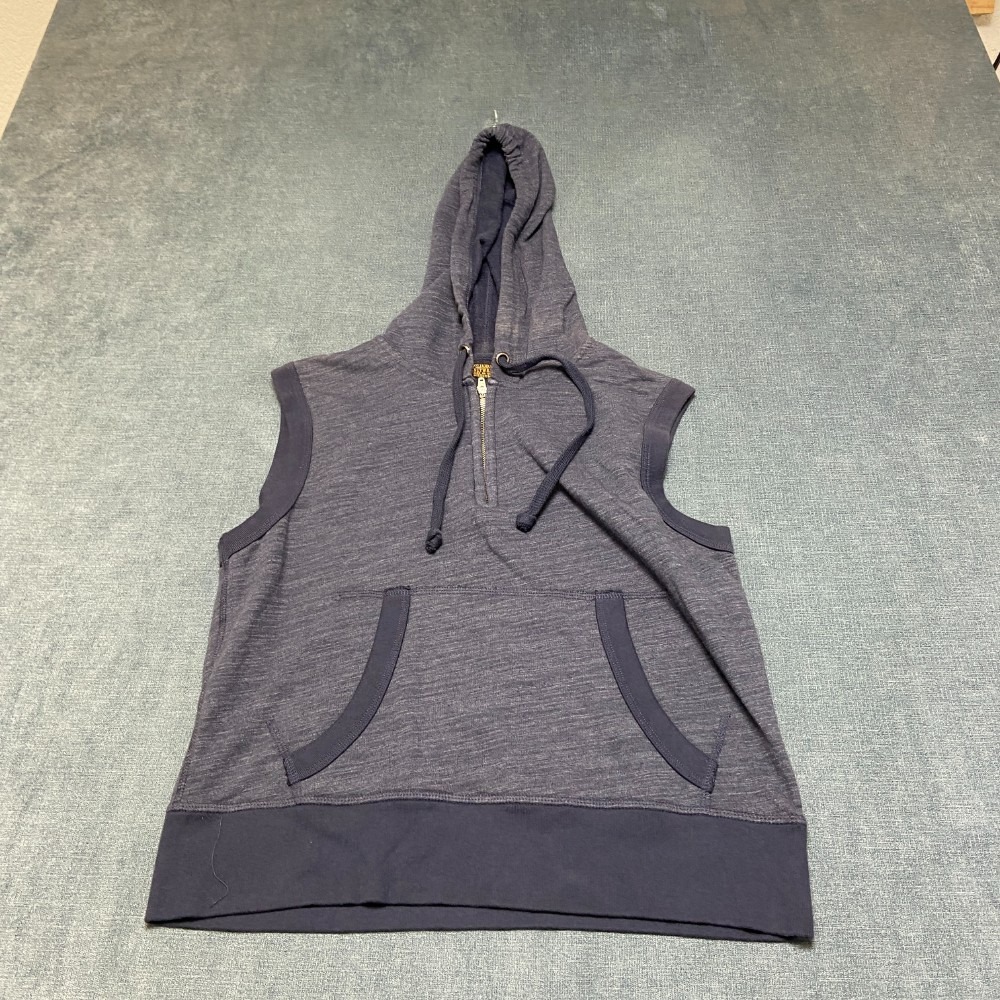 Civilianaire Knitwear Hooded Vest Mens M Gray Fleece Lined Drawstring 1/4 Zip